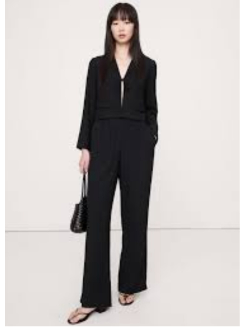 Banana Republic High Rise Pull-On Straight Leg Crinkle Pants XL Black NWT $100